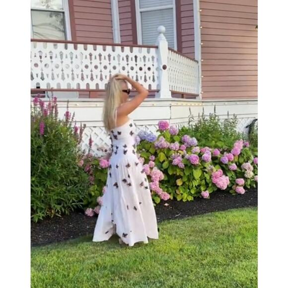 Agua By Agua Bendita Lima Embroidered Butterfly Linen Maxi Dress Size Small - Picture 14 of 16